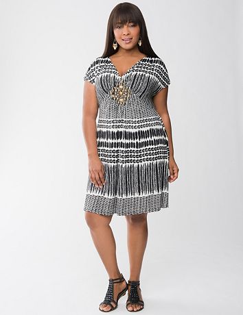 Tribal print embellished dress by Lane Bryant