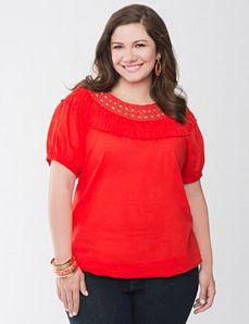 Crochet neckline top