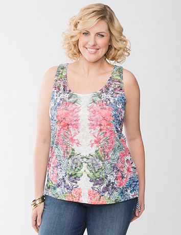 Floral & stripe high-low tank by Lane Bryant
