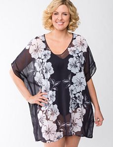 Plus Size Floral Chiffon Swim Cover Up by Lane Bryant