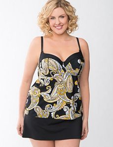 Paisley swim tank with built in balconette bra by Cacique