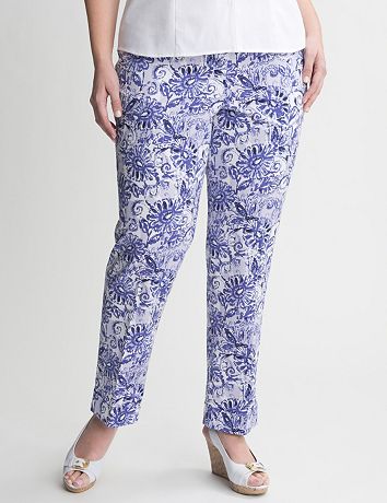 Floral sateen ankle pant