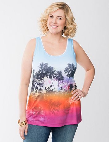 Palm print twist back tank by Lane Bryant