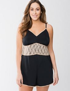 Satin & lace romper