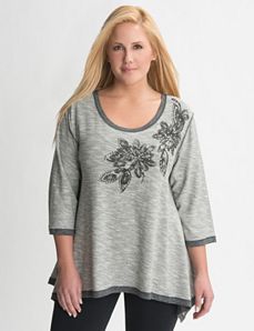 Full Figure Embellished Floral Top