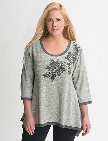 Full Figure Embellished Floral Top