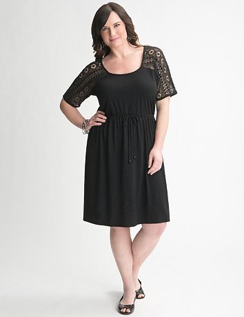 Crochet Yoke Tee Dress by Lane Bryant