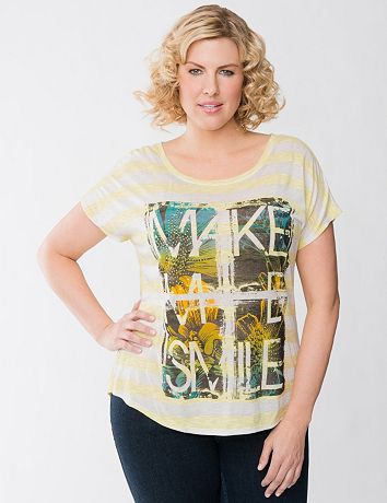 Smile striped tee by Lane Bryant