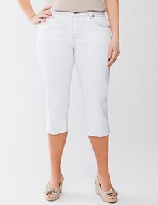 Embellished white jean capri