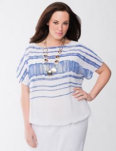 Lane Collection striped chiffon top