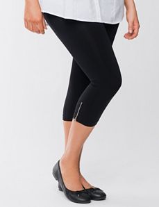 Control top capri leggings with zipper
