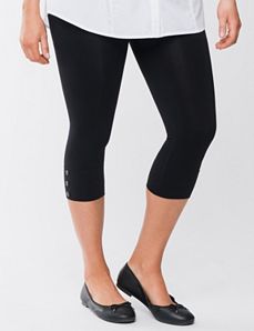 Control top capri leggings with snaps