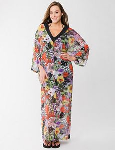 Tribal floral kimono cover up