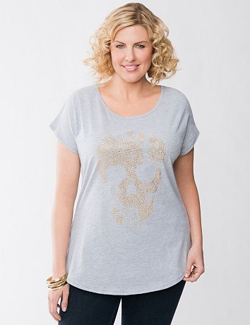 Plus Size Embellished Skull Tee by Lane Bryant