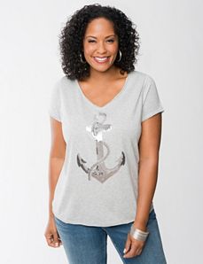 Sequin anchor tee by Seven7