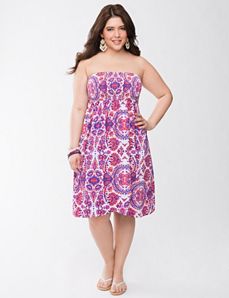 Batik smocked tube dress
