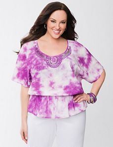 Tie dye embellished top