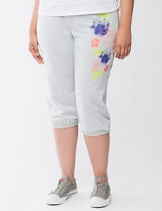 Floral French terry capri