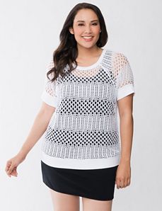Open knit dolman top