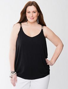 Tank with hardware straps