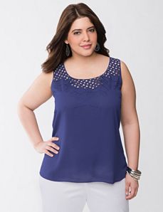Embroidered eyelet tank