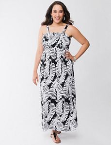Palm print maxi dress