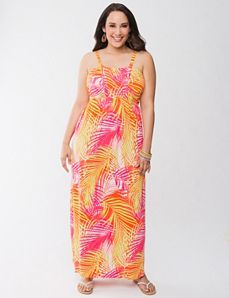 Palm print maxi dress