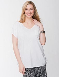 Lace back linen tee