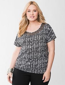 Slatted print tee