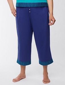Striped trim cropped sleep pant