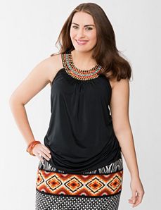 Plus Size Embellished Shirred Tank by Lane Bryant