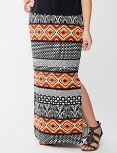 Tribal print column skirt