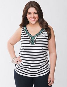 Embellished striped tank