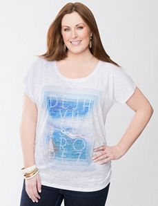 Plus Size D&eacute;j&agrave; Vu Shirred Tee by Lane Bryant