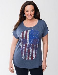 American flag skull tee