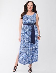 Lane Collection printed tie-back maxi dress