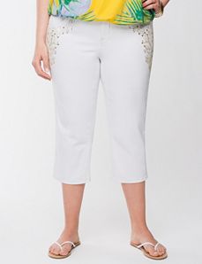 Lane Collection embellished white capri
