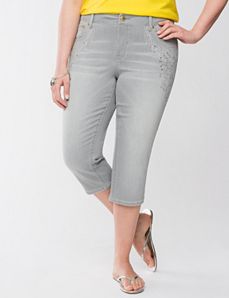 Lane Collection gray embellished capri
