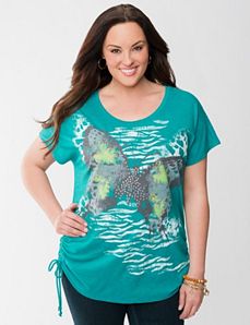Shirred butterfly tee