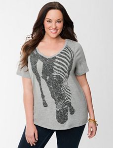 Lace print zebra tee