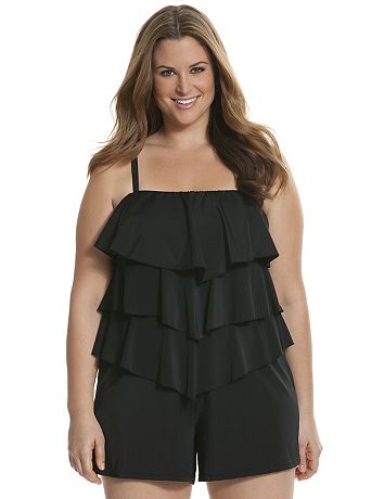 swim romper bryant lane plus ruffle tiered lanebryant