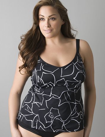 Plus size floral outline swim tank by Miraclesuit