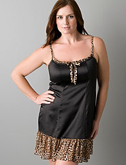 Lady Wearing Lane Bryant Plus Size Chemise Sleepwear