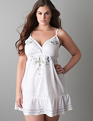 woven chemise with embroidery