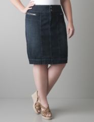 Plus size stitch waist denim pencil skirt