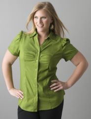 Short sleeve button front shirt by Lane Bryant
