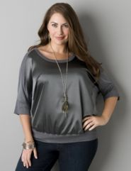 Satin panel dolman top by Lane Bryant