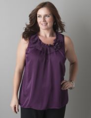 Pleated scoop neck tank by Lane Bryant