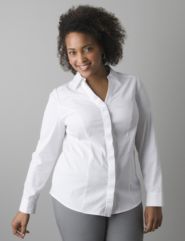 Full figure Origami pleat long sleeve shirt by Lane Bryant