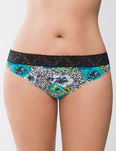 Tropical burst lace waist thong